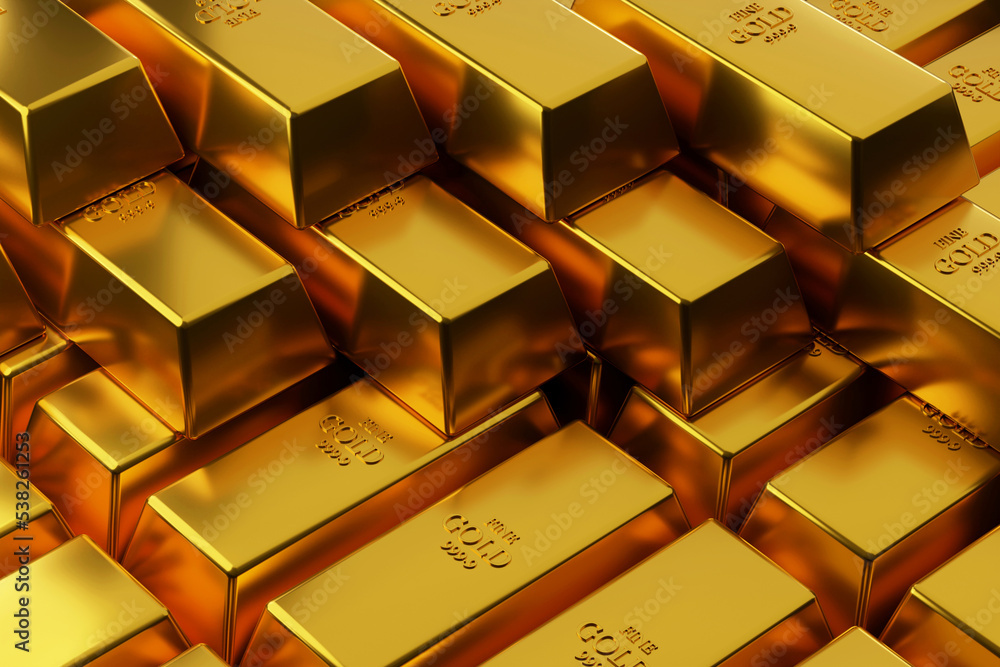 Gold bars, wealth and investment, 3d rendering Gold bars, wealth and investment, 3d rendering