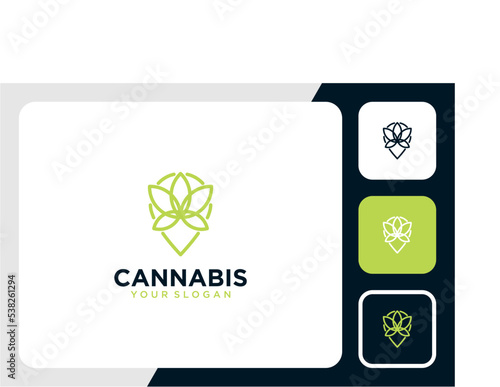 cannabis logo design with pin or location