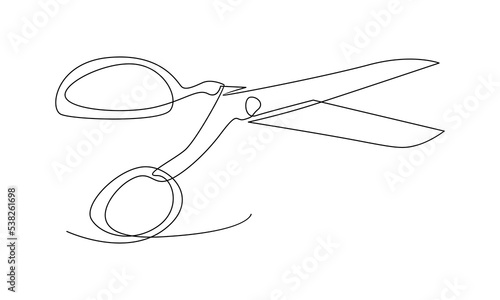 Continuous Line of Vector scissors icon