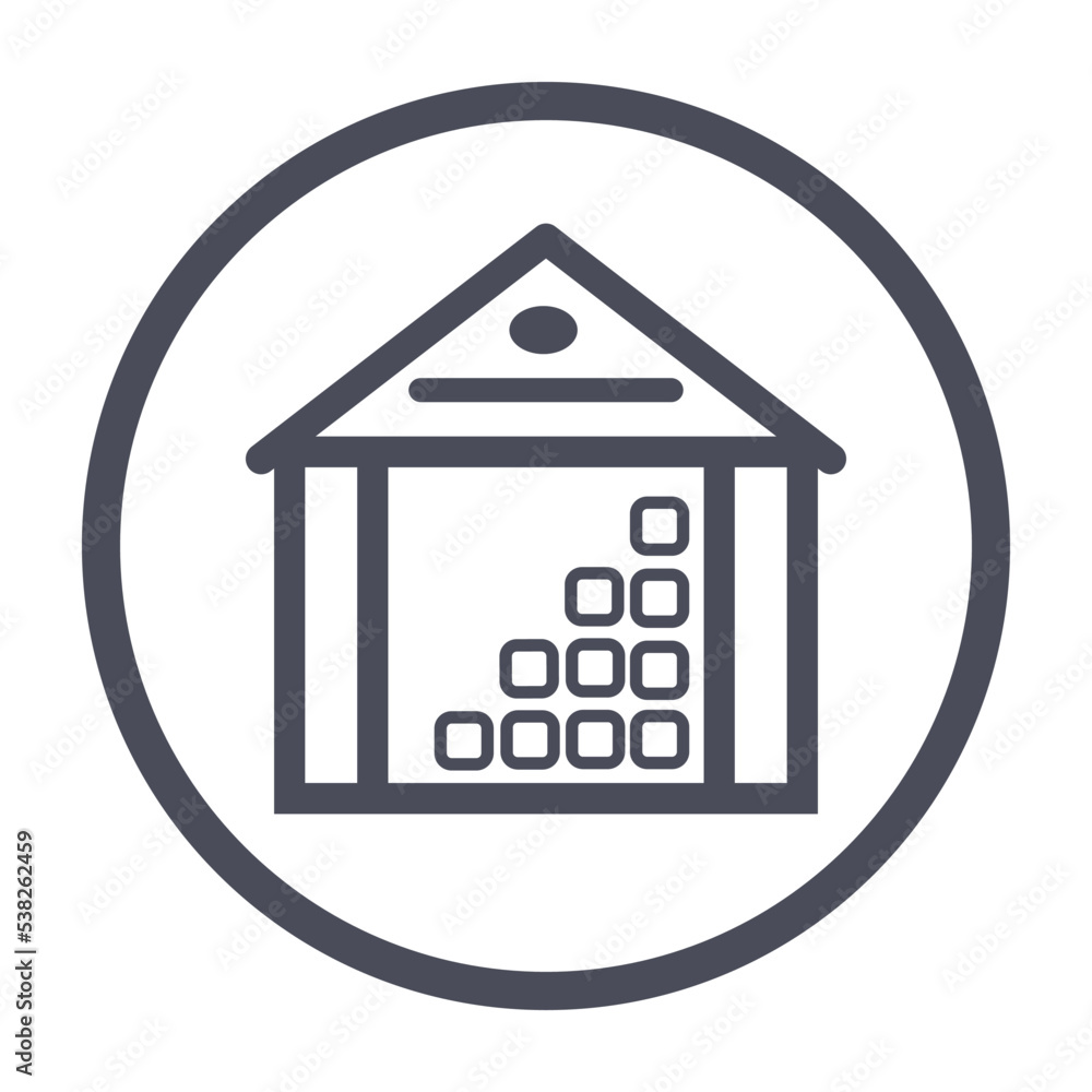 Warehouse flat line icon. Vector outline illustration Warehouse flat line icon. Vector outline illustration