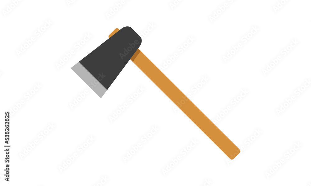 Axe flat icon for web. Simple axe or lumberjack sign vector design. Axe with wooden handle web icon isolated on white. Nice garden axe clipart logo. Garden tools concept Axe flat icon for web. Simple axe or lumberjack sign vector design. Axe with wooden handle web icon isolated on white. Nice garden axe clipart logo. Garden tools concept
