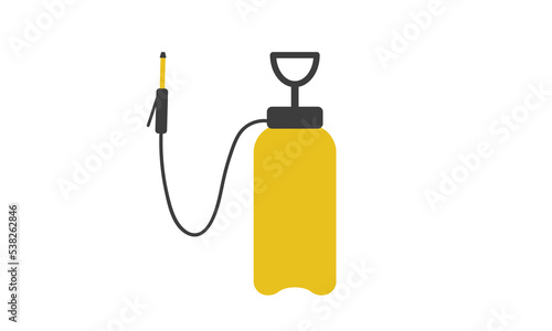 Pressure sprayer flat icon for web. Garden manual sprayer sign vector design. Yellow pressure sprayer for destruction of termites and ants web icon. Pesticide sprayer clipart logo. Garden concept