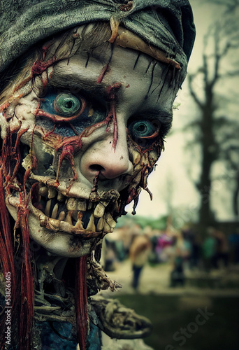 A portrait of a zombie girl.