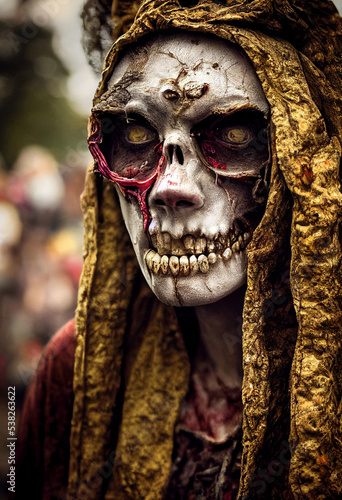 A portrait of a zombie girl.