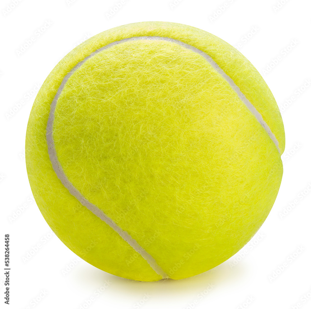 Tennis ball isolated on white background, Yellow Tennis ball sports equipment on white With work path.