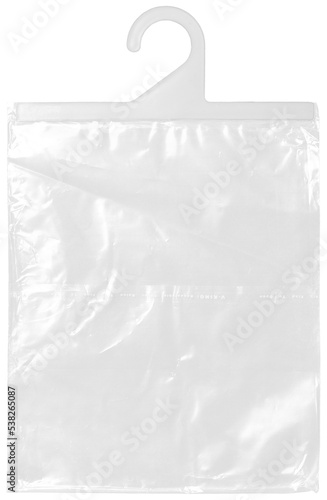 plastic transparent cellophane bag on white background. The texture looks blank and shiny. The plastic surface is wrinkly and tattered making abstract pattern. photo