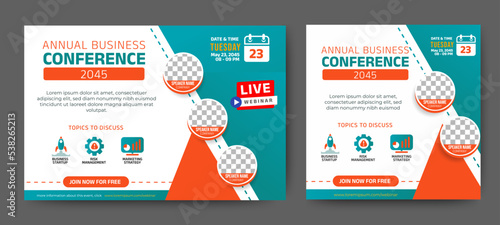 Marketing Strategies live webinar banner invitation and social media post template. Business webinar invitation design. Vector EPS 10