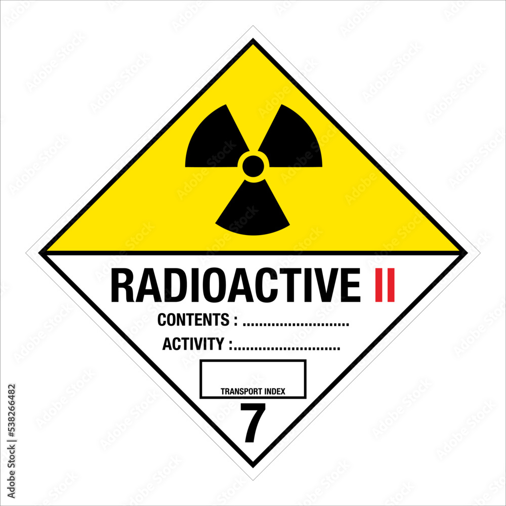 Hazardous Materials Hazmat Warning Labeling and Placarding Transportation DOT CHART Class 7