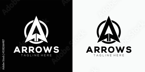 Initial Letter A Arrow with Arrowhead for Archer Archery Outdoor Apparel Gear Hunter logo design template