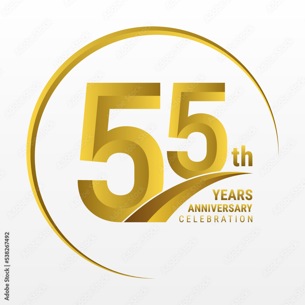 Obraz premium 55th Anniversary Logo, Logo design for anniversary celebration with gold color isolated on white background, vector illustration