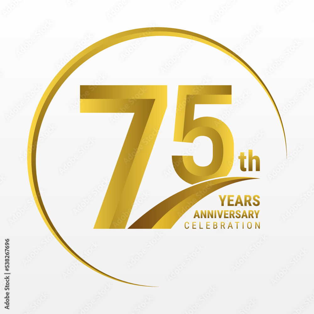 Obraz premium 75th Anniversary Logo, Logo design for anniversary celebration with gold color isolated on white background, vector illustration