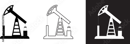Oil pump vector icons,  pumpjack buttons on white