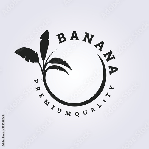 Tree of banana vector logo with circle abstract concept illustration design