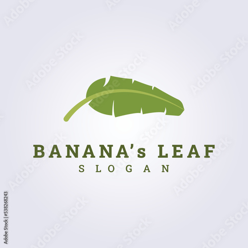 banana green leaves vector logo for traditional food wrap illustration design