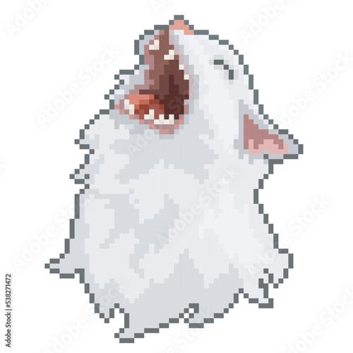 Funny cat illustration, viral meme pixel art icon