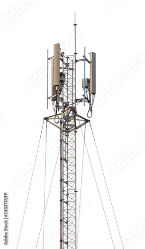 Cellphone and telephone pole top isolated