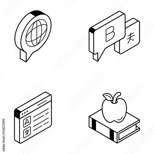Set of Language Learning Linear Isometric Icons 


