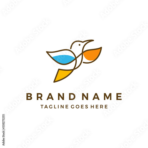 hummingbird colibri bird logo design icon vector illustration