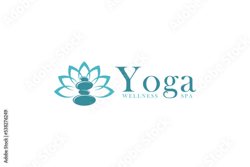 Stone balance spa logo design rock balance meditation massage theraphy life icon symbol lotus flower