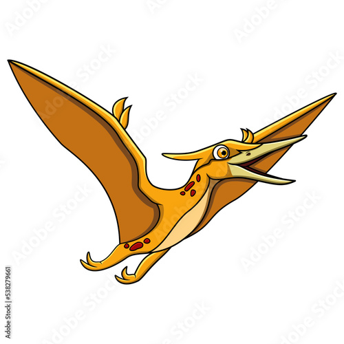 Cartoon Pteranodonflying on white background