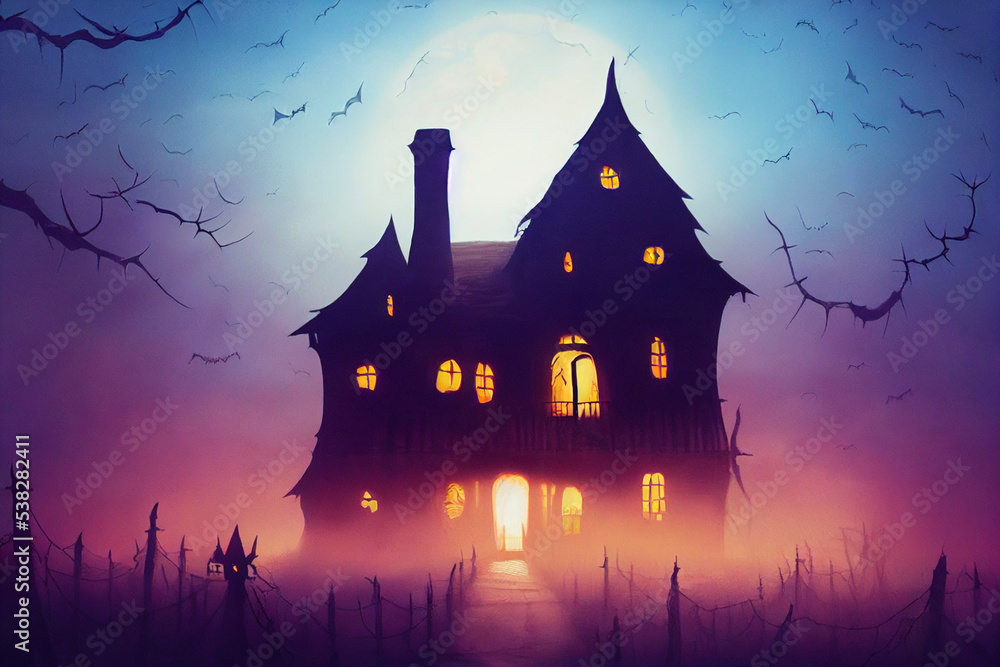 halloween background with house.