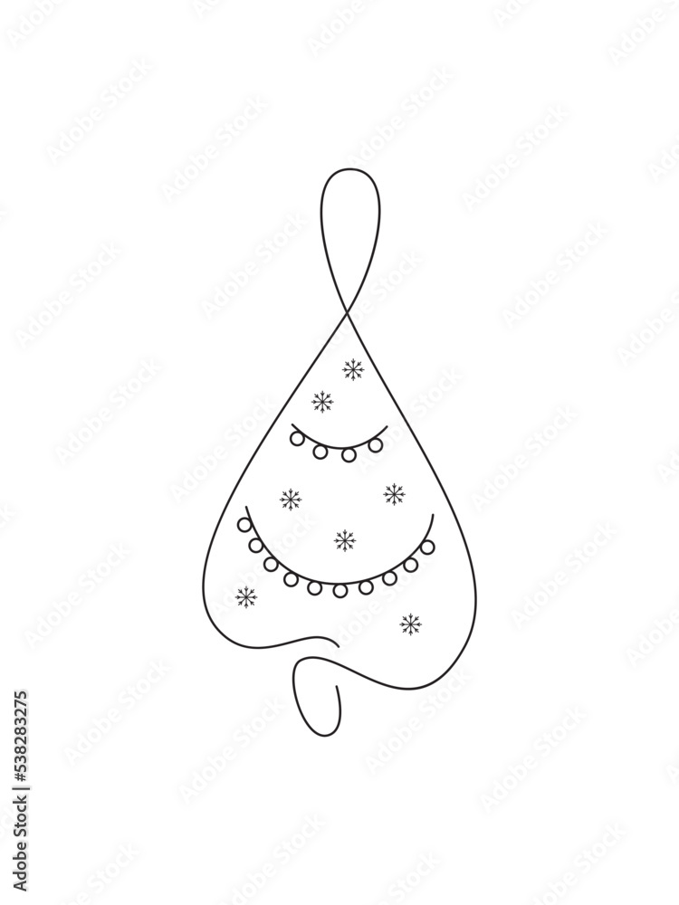 Christmas tree sketch silhouette minimalism simple vector illustration shapes black and white doodle
