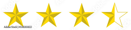 3D Visual of the Five  5  Star Sign. Star Rating Icon Symbol for Pictogram  Apps  Website or Graphic Design Element. Illustration of the Rating 3  5 Star. Format PNG