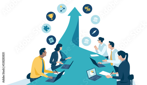 Business Strategy. Growth. Successful Business Plan. Business vector illustration.