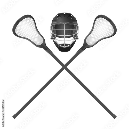 Lacrosse sticks and helmet