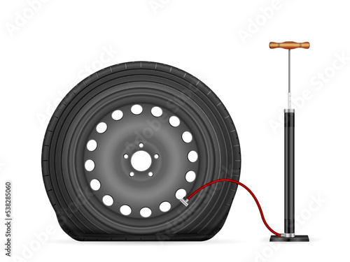 Hand air pump and flat tire