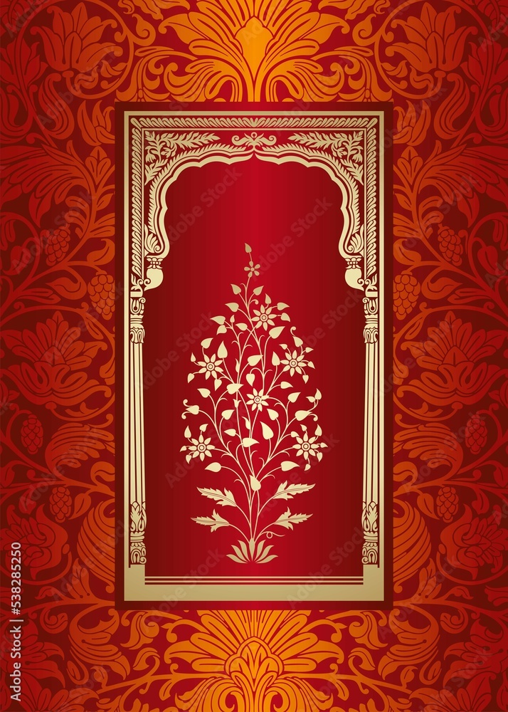 wedding card design, paisley floral pattern , India wedding card design, paisley floral pattern , India