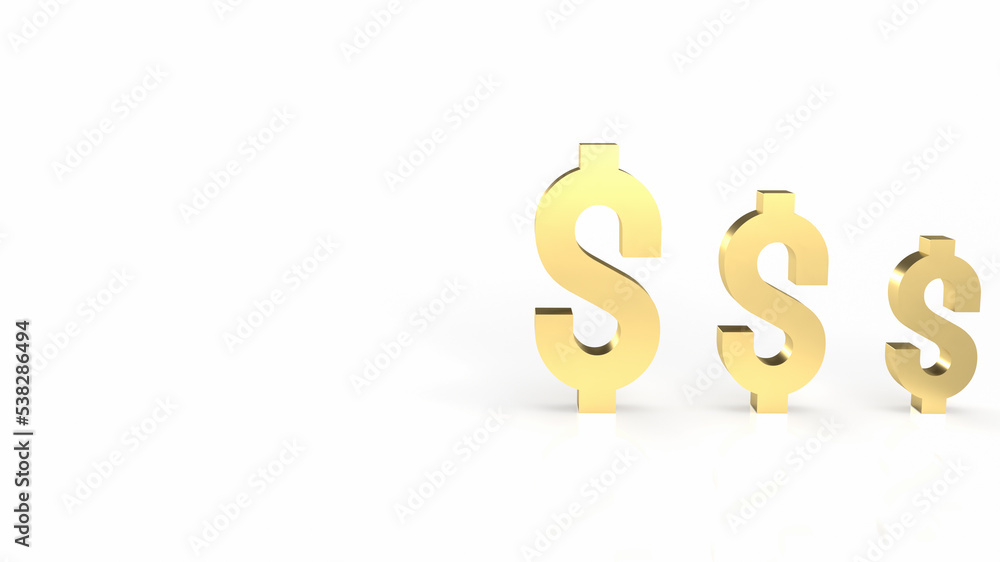 The gold dollar symbol on white background for business concept 3d rendering The gold dollar symbol on white background for business concept 3d rendering