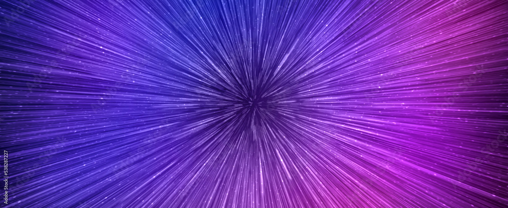 Hyperspace speed effect in night starry sky. Bright purple blue galaxy, horizontal banner Hyperspace speed effect in night starry sky. Bright purple blue galaxy, horizontal banner