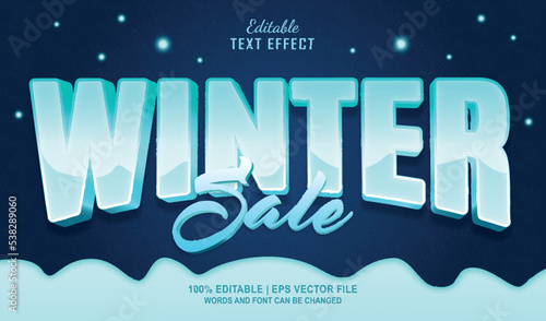 Winter sale text effect style. Editable text effect theme winter season. 