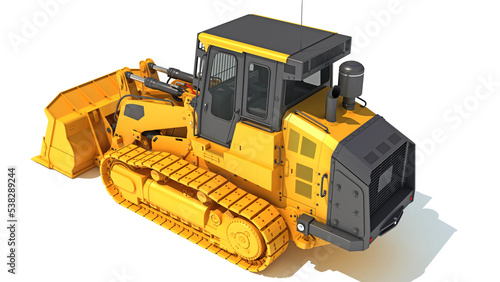 Track Loader heavy construction machinery 3D rendering on white background
