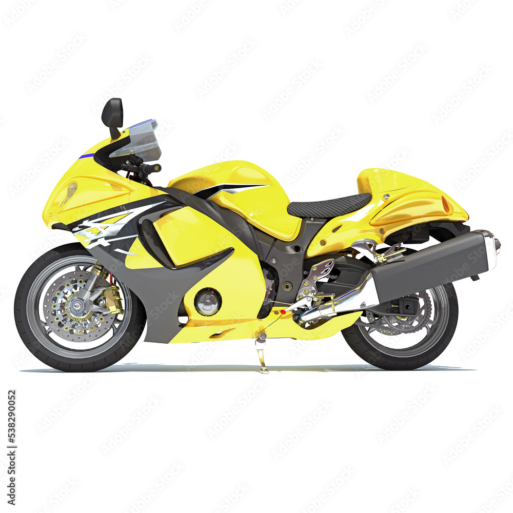 Sport Motorcycle 3D rendering on white background Sport Motorcycle 3D rendering on white background