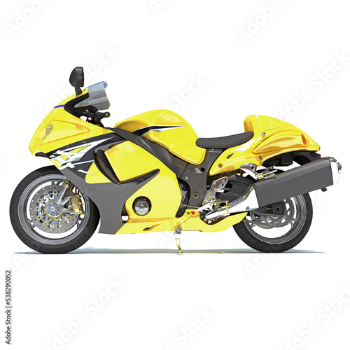 Sport Motorcycle 3D rendering on white background