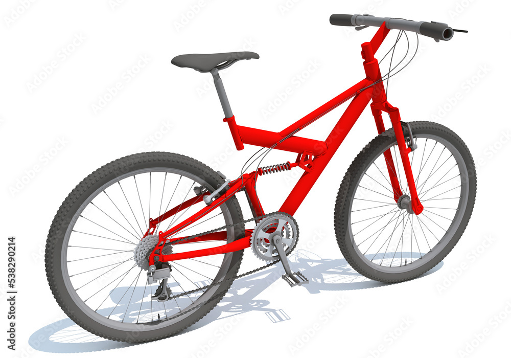 Red Mountain Bike 3D rendering on white background