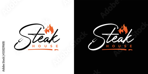 vintage steak house logo. retro style grill restaurant emblem. vector illustration