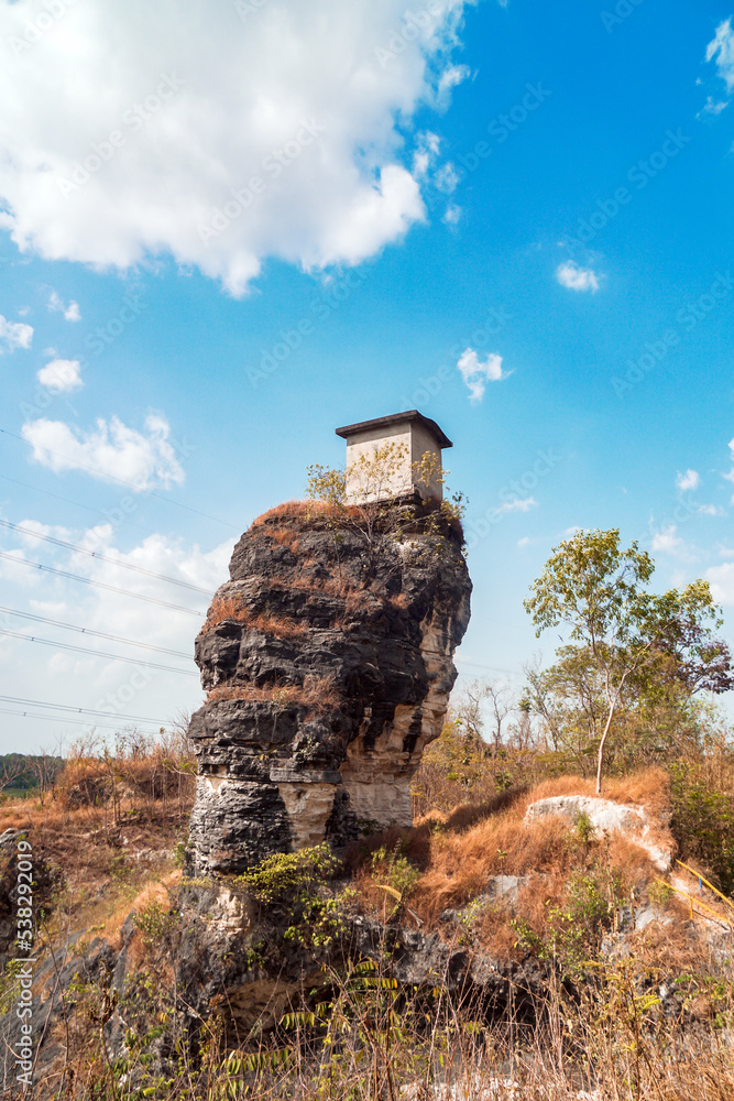A small building without windows and doors on a limestone hill with no access road up, and is still a mystery A small building without windows and doors on a limestone hill with no access road up, and is still a mystery