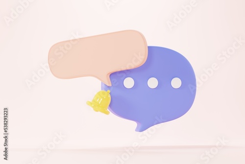 3d render of bubble chat or talk bar with notification. Social media platform with comment. Conversation Speech on application.