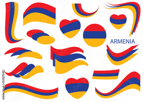flag of Republic of Armenia - vector elements and wavy shapes
