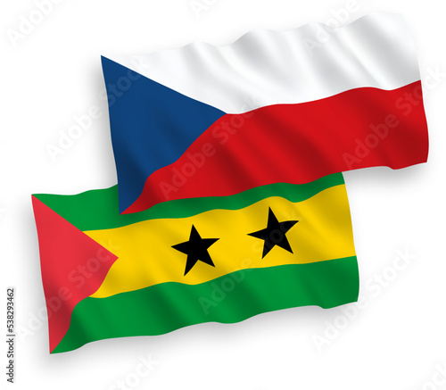 Flags of Czech Republic and Saint Thomas and Prince on a white background