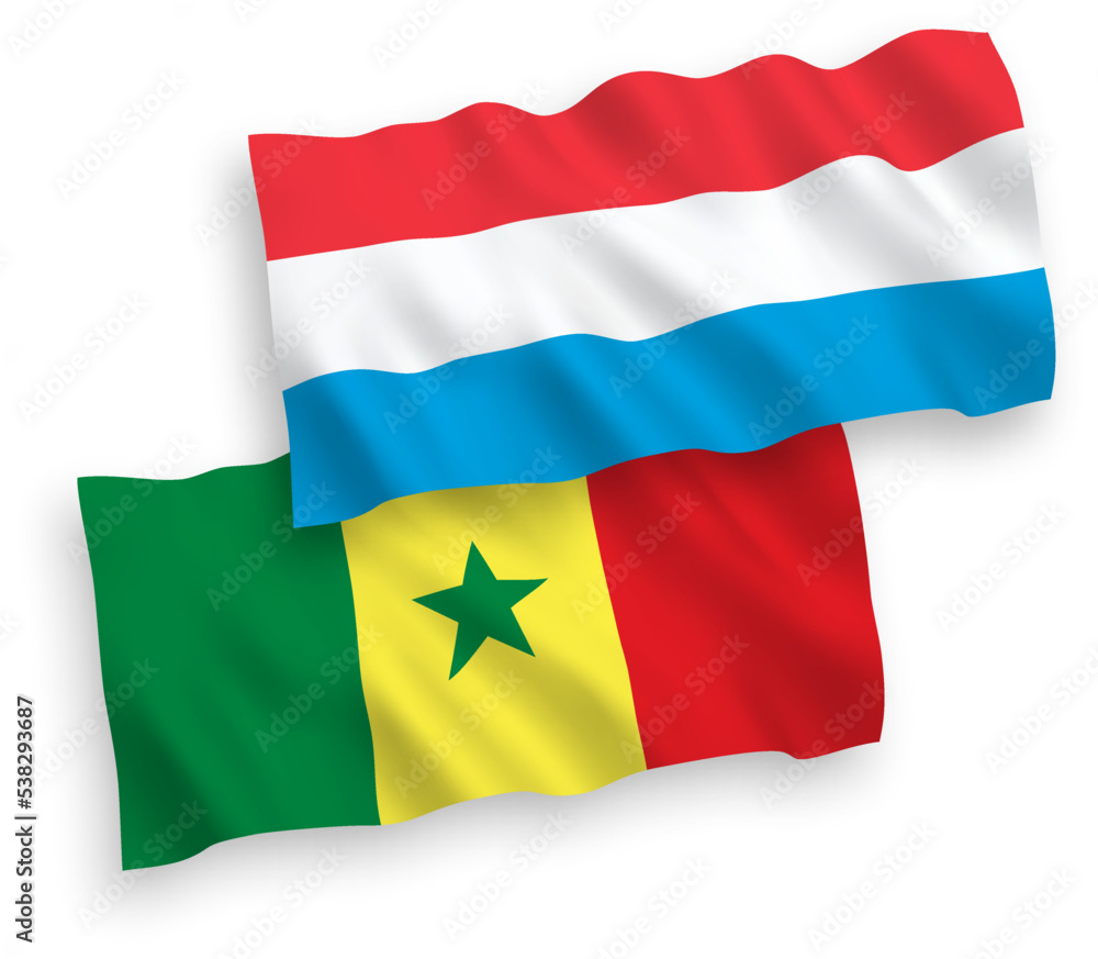 Flags of Republic of Senegal and Luxembourg on a white background Flags of Republic of Senegal and Luxembourg on a white background