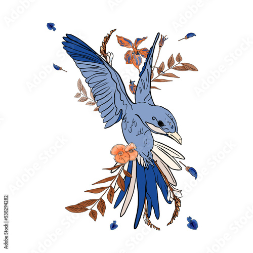 Hummingbirds isolated. Trendy vector print. Vector illustration with exotic birds and flowers.  Vector illustration with exotic birds and flowers. Tropical bird hummingbird. hand drawing For textile, 