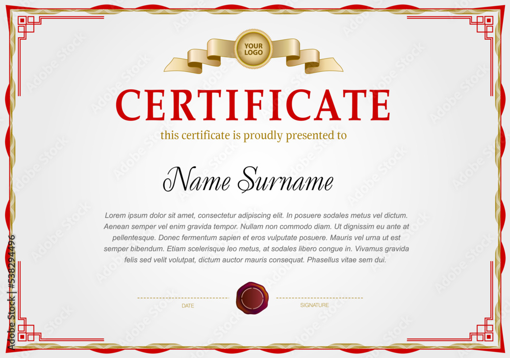 Certificate template. Reward or honor blank for official documents ...