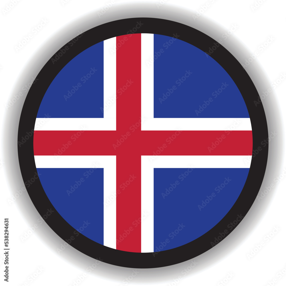 Obraz premium Iceland Flag Round Shape Vector
