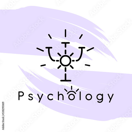 Vector logo of psychology. Letter psi. Sun shine. Brain, thoughts, psychology, psychiatry. Help, support, problems, difficult, relationships.