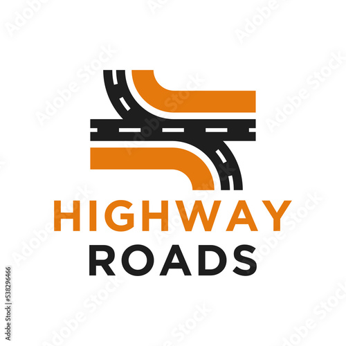 Road construction logo road maintenance creative design template icon idea with highway. Transportation and traffic theme.