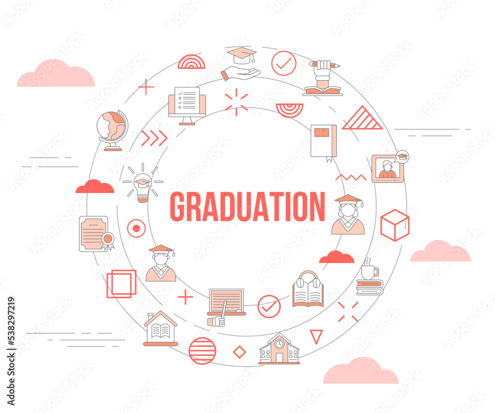 graduation concept with icon set template banner and circle round shape graduation concept with icon set template banner and circle round shape